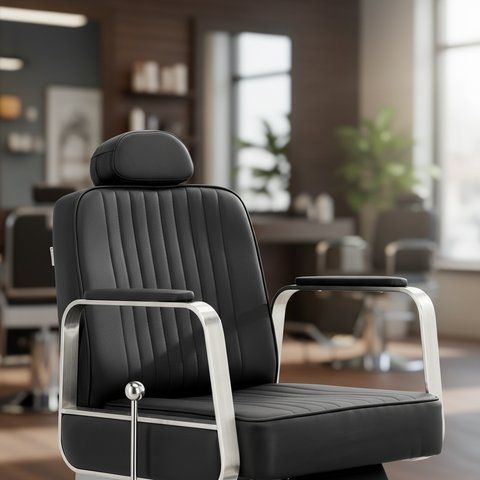 Перукарське крісло Teonas Barberking гідравлічне професійне екошкіра регульований підголівник сталева кругла основа ENZO-11869 фото
