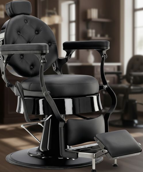 Перукарське крісло BarberKing Agust&iacute;n гідравлічне професійне екошкіра регульована спинка підніжка підголівник ENZO-15011 фото