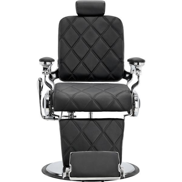 Гідравлічне посилене перукарське крісло з еко-шкіри Merces BarberKing для барбершопу Чорно-сріблястий 3073025436 фото