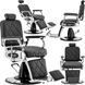 Гідравлічне посилене перукарське крісло з еко-шкіри Merces BarberKing для барбершопу Чорно-сріблястий 3073025436 фото 1