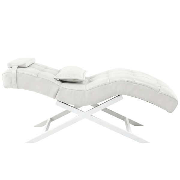 Косметическая кушетка из эко-кожи 185x70x60 см на серебристых ножках Cozzi STD-R Calissimo для наращивания ресниц Белая 3073025316 фото