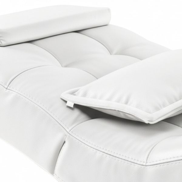 Косметическая кушетка из эко-кожи 185x70x60 см на серебристых ножках Cozzi STD-R Calissimo для наращивания ресниц Белая 3073025316 фото
