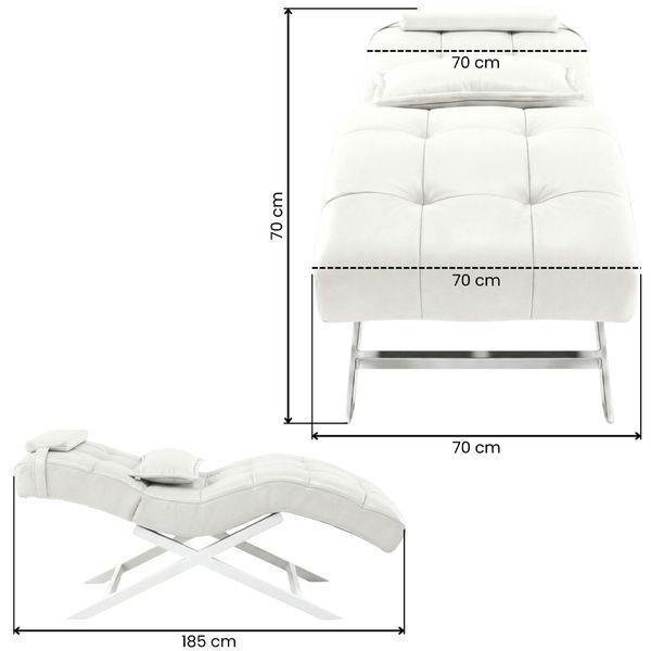 Косметическая кушетка из эко-кожи 185x70x60 см на серебристых ножках Cozzi STD-R Calissimo для наращивания ресниц Белая 3073025316 фото