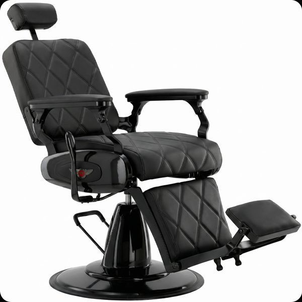 Гідравлічне посилене перукарське крісло з екошкіри Merces BarberKing на круглій базі для барбершопу Чорний 3073025437 фото