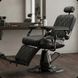 Гідравлічне посилене перукарське крісло з екошкіри Merces BarberKing на круглій базі для барбершопу Чорний 3073025437 фото 3