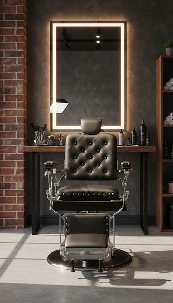 Перукарське крісло BarberKing Leonardo посилене гідравлічне професійна станція для барбершопа екошкіра сталева база ENZO-14919 фото