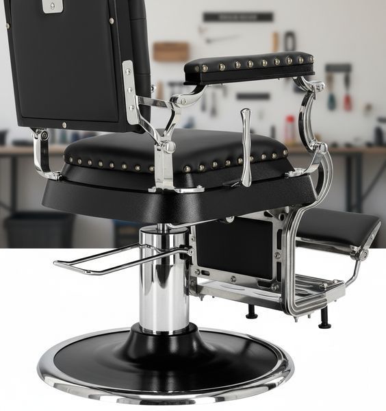 Перукарське крісло BarberKing Leonardo посилене гідравлічне професійна станція для барбершопа екошкіра сталева база ENZO-14919 фото