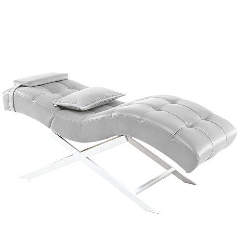 Профессиональная кушетка из эко-кожи 185x70x62 см на серебристых ножках Cozzi STD-R Calissimo для салона красоты Серая 3073025338 фото
