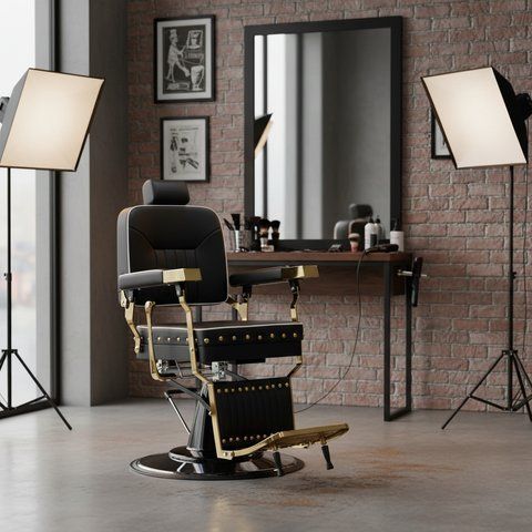 Крісло перукарське BarberKing Professional гідравлічне екошкіра регульована спинка та підголівник сталева база 70 см ENZO-15463 фото