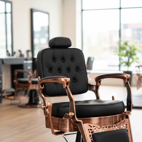Перукарське крісло BarberKing Gaius барберська станція гідравлічне навантаження 200 кг екошкіра сталева база 70 см чорне ENZO-15646 фото
