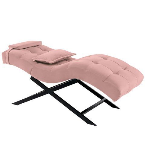Косметическая бархатная кушетка 185x70x62 см на черных ножках Cozzi STD-R Calissimo для салона красоты Светло-розовая 3073025340 фото