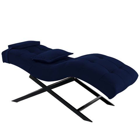 Косметическая бархатная кушетка 185x70x62 см на черных ножках Cozzi STD-R Calissimo для салона красоты Темно-синяя 3073025342 фото