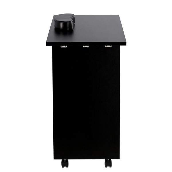Маникюрный стол 45 x 119 x 79 см с подлокотником, тумбой с 3 полками Calissimo на колесиках для салона красоты Черный ENZO-23224 фото