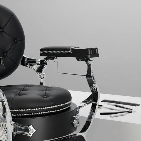 Перукарське крісло BarberKing Pearl гідравлічне екошкіра регульована спинка підніжка підголівник сталева основа 70 см ENZO-15235 фото