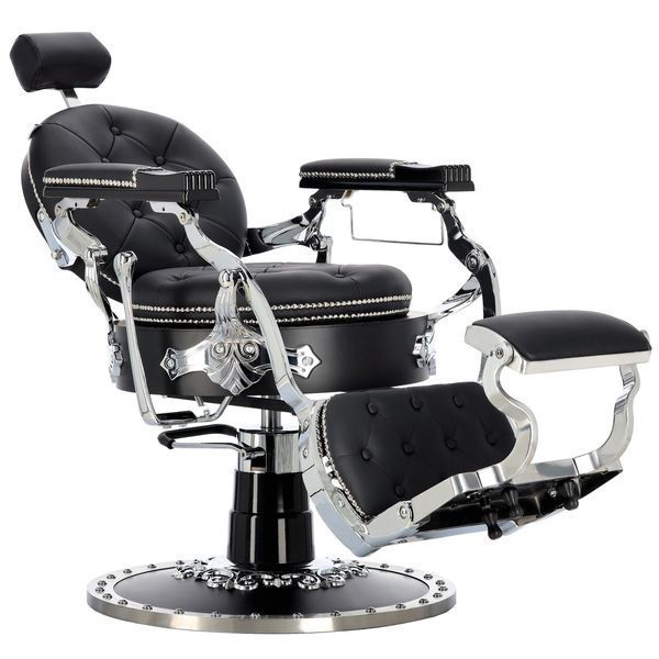 Перукарське крісло BarberKing Pearl гідравлічне екошкіра регульована спинка підніжка підголівник сталева основа 70 см ENZO-15235 фото