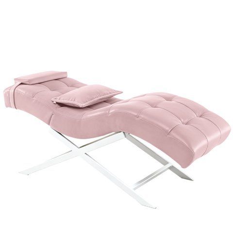 Косметична кушетка з еко-шкіри 185x70x60 см на сріблястих ніжках Cozzi STD-R Calissimo для нарощування вій Світло-рожева 3073025317 фото