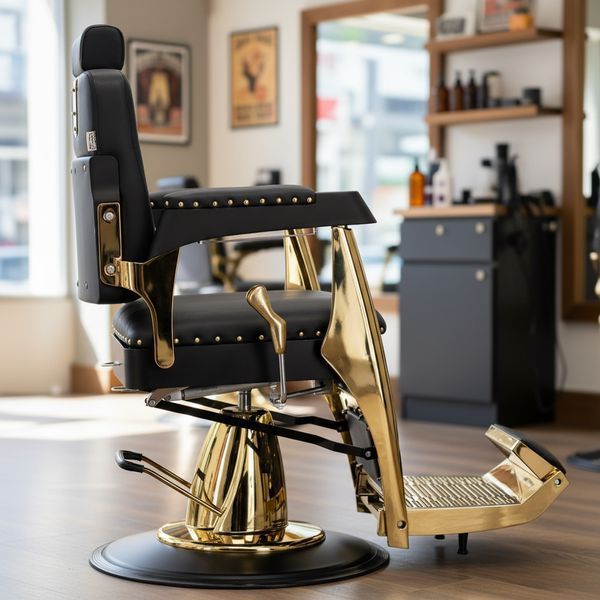 Перукарське крісло BarberKing Cassus Professional гідравлічне сталева база 70 см регульована спинка та підніжка екошкіра ENZO-16956 фото