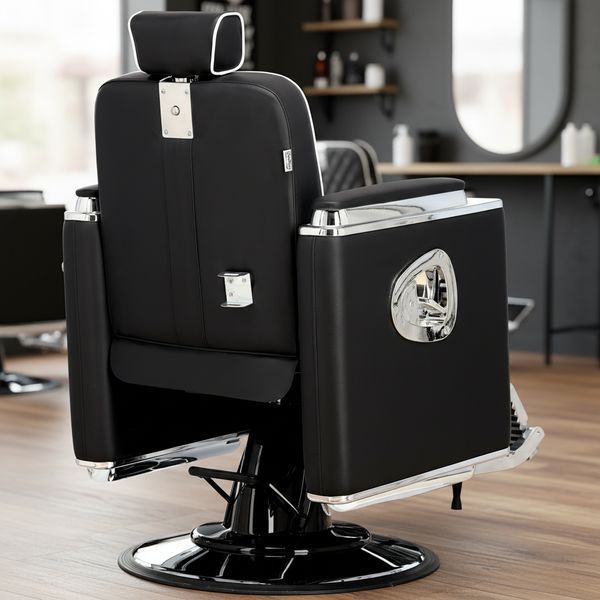 Перукарське крісло BarberKing Don професійне барберське гідравлічне навантаження до 200 кг екошкіра сталева база 70 см ENZO-16961 фото