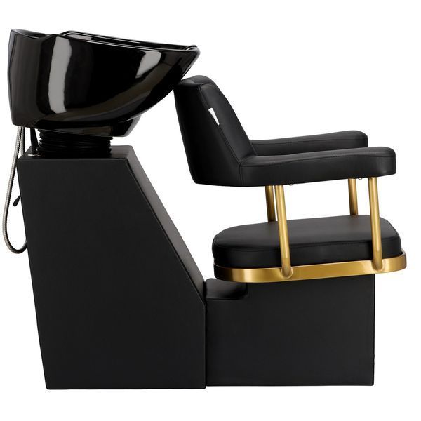 Передвижная керамическая черная мойка Ezra Calissimo с нагрузкой до 160 кг, смесителем и лейкой для салона красоты Черный ENZO-21967 фото