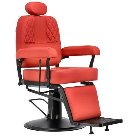 Парикмахерское гидравлическое кресло из эко-кожи с подставкой для ног Nestor BarberKing на круглой матовой базе Красный 3073025461 фото