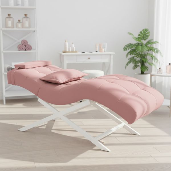 Косметическая велюровая кушетка 185x70 см с регулировкой на ножках Cozzi STD-R Calissimo для наращивания ресниц Светло-розовая 3010195501 фото