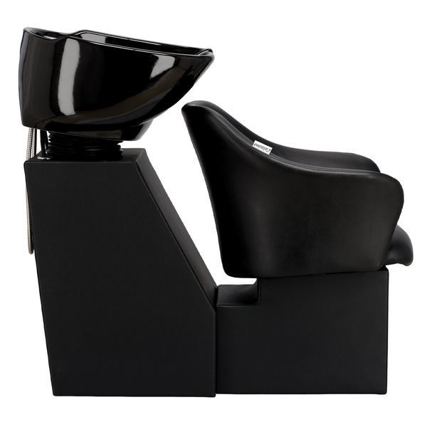 Комплект из парикмахерской передвижной мойки для волос Calissimo Avola Black с 2 поворотными креслами, смесителем и лейкой Черный ENZO-18467 фото