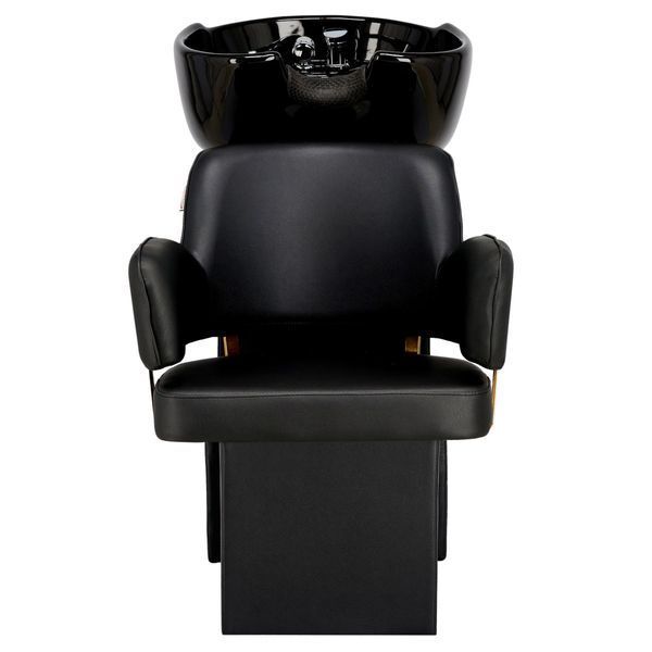 Комплект из парикмахерской передвижной мойки для волос Calissimo Austin Black с 2 поворотными креслами, смесителем и лейкой Черный ENZO-21947 фото