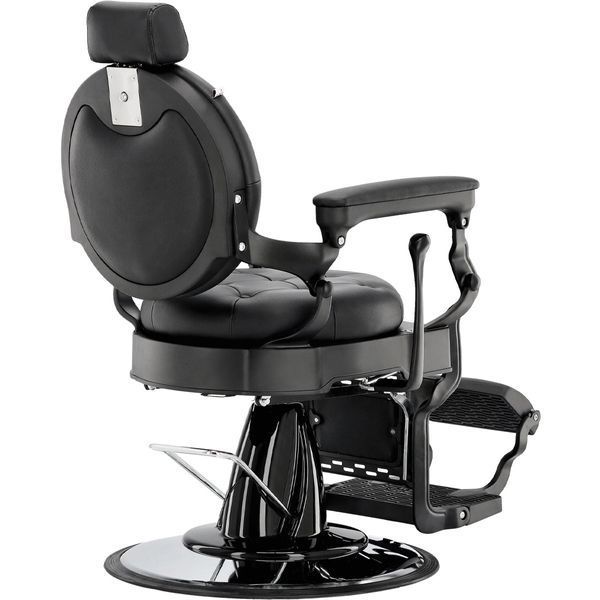 Гідравлічне перукарське крісло з еко-шкіри Перли Barberking з висувним підголівником для салону або барбершопа Чорний ENZO-18352 фото