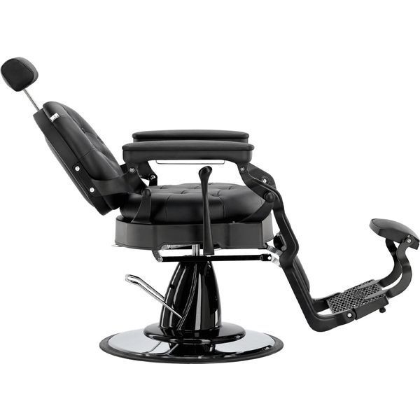 Гідравлічне перукарське крісло з еко-шкіри Перли Barberking з висувним підголівником для салону або барбершопа Чорний ENZO-18352 фото